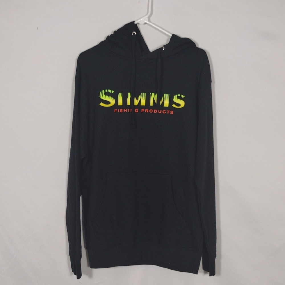 NWT Simms Fishing Product M's Simms Logo Hoodie Black And Neon Men's Size Small